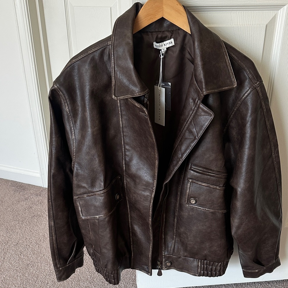 Moon River Chocolate Leather Jacket (Medium)